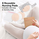 Organic Nursing Pads - 8 Washable Viscose Derived from Bamboo Breastfeeding Pads, Wash Bag, Reusable Breast Pads for Breastfeeding, Nipple Pads for Breastfeeding Essentials(Bare Beige, M 3.9") by TinyTreasures Baby Boutique