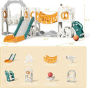 KORIMEFA 11 in 1 Toddler Slide and Swing Set, Kids Slide for Toddlers, Outdoor Indoor Playground for Toddlers 1-3, Toddler PlaySet with Basketball Hoop and Ball Golf Set, Climbing Arch(Yellow & Green) by TinyTreasures Baby Boutique