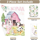 Custom Name Crib Bedding Set - Animal House Design, Personalized Baby Nursery Bedding 3-Piece Set– Soft Blanket, Fitted Sheet, Changing Pad Cover – for Newborns Girls Nursery Gifts by TinyTreasures Baby Boutique