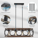 XINGQI Rectangular Linear Kitchen Island Chandeliers Over Table 32.7" Black Pendant Lighting Fixtures Farmhouse 4-Light for Dining Room Bar Office Coffee Shop, Black Wood Grain by CozyNest Decor