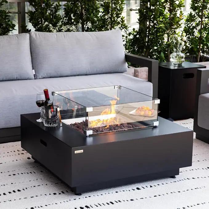 Ashton 36” Propane Fire Pit Smokeless Firepit Converts to Outdoor Gas Fire Pit for Outside Patio Firepit Table Includes Windscreen Rain & Tank Cover Lava Rocks Lid CSA Certified, photo 6 of 9