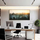 Living Room Wall Art Sunrise Misty Forest 24"x48" Modern Home Wall Decor Plants Wall Decorations Framed Artwork for Bedroom Dining Room Office Hotel by CozyNest Decor