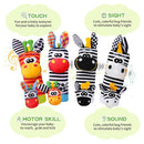 Baby Toys 0-6 Months,High Contrast Baby Toys for Newborn, 8 Pcs, Animal Wrist & Foot Rattles Socks Set, Sensory Rattle Toys for 0-12 Months, Babies Boy Girl Gifts by TinyTreasures Baby Boutique