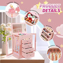 Jewelry Box for Girls, Musical Jewelry Box with Spinning Dancer Gifts for Little Girls Christmas New Year Birthday Children's Day, 5 Layer Large Wooden Kids Music Jewelry Organizer Box(Pink) by TinyTreasures Baby Boutique