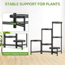 iDavosic.ly 6 Tier Large Plant Stand Indoor with 10-Inch Wide Drainage Tray, Tiered Corner Metal Outdoor Flower Display Holder Shelf, Folding Tall Rack for Patio Porch Balcony, Black Iron Carving by GreenHaven Gardens