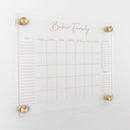 Personalized Clear Acrylic Calendar for Wall, Calendar Whiteboard for Wall, Dry Erase Wall Calendar, Wall Calendar Organizer System for Home (Cursive, Blush, 14"W x 11"H) by TinyTreasures Baby Boutique
