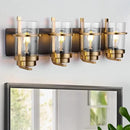 Black Gold Wall Sconces,Bathroom Vanity Light Fixtures,4 Lights Black Sconce Over Mirror,Farmhouse Bathroom Lights(Bulbs not Included) by CozyNest Decor