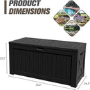 JUMMICO 120 Gallon Resin Deck Box, Large Outdoor Storage Box Waterproof & Lockable for Garden, Patio, Pools (Black) by CozyNest Decor