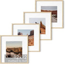 HAUS AND HUES Solid Oak Wood 12”x12” Picture Frames Matted to 8”x8” Set of 4-12x12 Standard Square Picture Frames, 12x12 Photo Gallery Wall Frame Set, 12x12 Frames with Mat (Beige Oak Frames) by CozyNest Decor