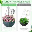 10 inch Hanging Planters for Indoor Plants, 2 Pack Planters for Outdoor Plants with Drainage Holes and Chain, Round Plastic Hanging Baskets, Hanging Flower Pots for Balcony Garden Decor-Black Speckle by CozyNest Decor