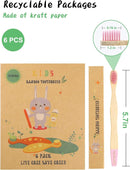 Bamboo Kids Toothbrushes (6 Pack) - Soft Bristle Organic Compostable BPA Free Toothbrush for Kids Toddler Baby Tooth Brush, Eco Friendly Natural Biodegradable Wooden Toothbrush by TinyTreasures Baby Boutique