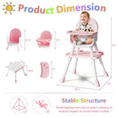 6 in 1 Baby High Chair for Babies and Toddlers, Booster Seat, Kids Learning Table & Chair (Pink) by TinyTreasures Baby Boutique