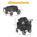 Larktale Adjustable Stroller, 2 Seater Kids Wagon, 120 Pound Capacity, Sprout V2, Black by TinyTreasures Baby Boutique