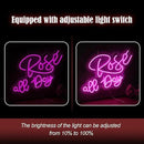 Rose All Day Neon Sign LED Pink Rose Neon Light For Wall Decor Dimmable USB Words Light Up Sign for Bedroom Wedding Party Atmosphere Decor Lovers Gift(12.2 * 16.1 In) by CozyNest Decor