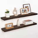 RICHFOCUS Live Edge Elm Floating Shelves - 40" W x 9.3" D Rustic Solid Wood Wall Shelves with Invisible Bracket, Wall-Mounted for Living Room, Bedroom, Kitchen Storage & Display, Set of 2, Walnut by CozyNest Decor