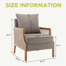 HAOBO Home Mid Century Modern Accent Chair Upholstered Living Room Chairs Armchair with Rattan Armrest Comfy Reading Chair with Wood Frame Lounge Side Chair with Waist Cushion by CozyNest Decor