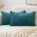 MIULEE Pack of 2 Couch Throw Pillow Covers 12x20 Inch Dark Teal Farmhouse Decorative Pillow Covers with Stitched Edge Soft Chenille Solid Dyed Spring Pillow Covers for Sofa Bed Living Room by CozyNest Decor