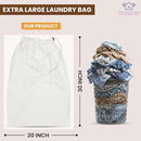 LFH Home Cotton Canvas Large Laundry Bag with Handle, Heavy Duty Drawstring Closure Washable Laundry Bags School Travel, Home, Hotel, College Dorm, Organizer Sack, Toys Clothes 20x30-White by TinyTreasures Baby Boutique