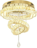 Flashing God 20" Crystal Chandelier Crystal LED Flush Mount Chandeliers for Living Room Bedrooms Dining Room Modern Gold Chandelier Lighting Dimmable 2700k 4500k 6000k by CozyNest Decor