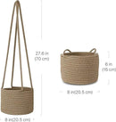 Flexzion Hanging Plant Basket (2 Pack) Cotton Rope Basket Indoor Planter Hanger (up to 7 Inch Flower Pot) Macrame Woven Organizer Bin Home Decor Storage Organizer 20" Hanging Rope, Brown by GreenHaven Gardens