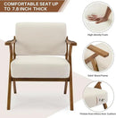 Mid-Century Modern Chair Upholstered Lounge Arm Chair with Solid Wood Frame Thicker Cushion for Living Room, Reading, Balcony, Beige Linen by CozyNest Decor
