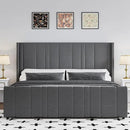 King Size Bed Frame and Headboard, Modern Velvet Upholstered Bed Frame with Vertical Channel Tufted Headboard & Footboard, Soft Bed Frame King, Noise Free, No Box Spring Needed, Easy Assembly, Grey by CozyNest Decor