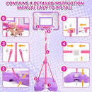 Meland Kids Basketball Hoop, Pink Basketball Hoop for Kids Toddler Basketball Hoop Outdoor & Indoor with Dart Board, Adjustable Height 3.4-6.2FT Birthday Gift Toys for Girls 3 4 5 6 7 8 Years Old by TinyTreasures Baby Boutique