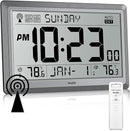 Wall Clock Atomic with Indoor Outdoor Temperature Battery Powered, Easy Reading with 10.5 Inch Large LCD Display, 330FT Range Table Wall Clock With DST, 12/24 Hour for Living Room Kitchen (Silver) by CozyNest Decor