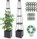 2 Pack Raised Garden Bed, Planter Boxes with Trellis 58.3'' Tomato Planters for Climbing Vine Vegetables Flowers Plants Self Watering Tomatoes Cage for Outdoor Patio Greenhouse by GreenHaven Gardens
