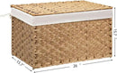 Wicker Storage Basket with Lid, 27.7 Gallon (105L) Large Blanket Basket with Lid, Woven Storage Bin with Handles, Removable Liner, Metal Frame, Foldable, for Bedroom, Laundry Room, Natural by CozyNest Decor
