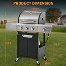 3-Burner Propane Gas Grill with Side Burner, 40,500 BTU Stainless Steel BBQ - Easy Assembly & Grease Management for Patio, Backyard, Camping (3+1Burner No Cover) by GreenHaven Gardens