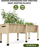 72x26x31 Inch Raised Garden Bed with Legs, 13.7In Depth Wooden Planter Box for Outdoor Growing Vegetables and Herbs, Elevated Garden Bed with Hooks for Backyard, Patio, Balcony by CozyNest Decor