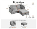 Oversized Modular Sofa, Extra Deep Cloud Chenille Sectional Couch with Ottoman Chaise, Fluffy Chenille Loveseat L Sofa for Living Room, Villa (Loveseat+Ottoman, Chenille Grey) by CozyNest Decor
