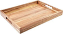 Acacia Wood Serving Tray with Handles (17 Inches) – Decorative Serving Trays Platter for Breakfast in Bed, Lunch, Dinner, Appetizers, Patio, Ottoman, Coffee Table, BBQ, Party –Great for Lap &Couch by CozyNest Decor