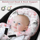 [Upgraded] Infant Car Seat Insert & Newborn Head Support, 3 Strap Covers + Reversible 2-in-1 Design – All Seasons Baby Car Seat Cushion for Stroller, Swing, Rocker, Bassinets by TinyTreasures Baby Boutique