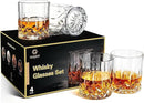Whiskey Glasses Set of 4,Rock Glasses,11 oz Lead-Free Crystal Bourbon Glass,Old Fashioned Glass for Bourbon,Cognac,Irish Whisky,Personalised Whisky Glass Gift Set for Men,Dad,Brother by CozyNest Decor