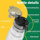 OLDLEY 32 oz Water Bottle, Motivational Water Bottle with Time Marker, Sports Water Bottle With Strap, Leakproof & BPA Free Large Water Bottles for School, Gym, Travel, Outdoor, Tritan,White&Black by CozyNest Decor