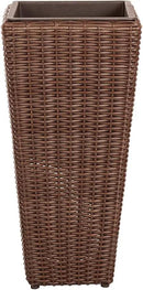 Patio Sense 62501 Alto Wicker All-Weather Planter Set with Liners Tall Plant Decor Box for Outdoors Patio Herb Garden Furnishings - Mocha - Pack of 2 by GreenHaven Gardens