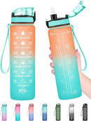 Enerbone Water Bottle, Leakproof BPA & Toxic Free, Motivational Water Bottle with Times to Drink and Straw, Fitness Sports Water Bottle with Strap for Office, Gym, Outdoor Sports by CozyNest Decor