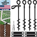 Eurmax USA Trampoline Stakes Screw in Tent Stakes Parts Heavy Duty for Canopies,4-Pack Outdoor Anchor Kit with Straps(Black) by TinyTreasures Baby Boutique
