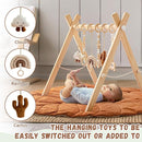 Razee Wooden Baby Play Gym Activity Mat, Leaf Shaped Play Mat Baby Gym with 6 Hanging Sensory Toys Foldable Baby Gym Newborn Infant Baby Use by TinyTreasures Baby Boutique