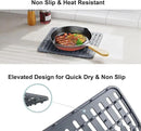 GSlife Expandable Dish Drying Rack - Stainless Steel Capacity Adjustable Over The Sink Rack (10.8''-17.9'') with Sink Mat, Dish Drainer for Kitchen Sink Counter with Utensil Holder, Silver by CozyNest Decor