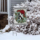 Briarwood Lane Winter Wreath Monogram Letter K Garden Flag by GreenHaven Gardens