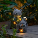 Garden Outdoor Decor Cat Statue with Solar Succulent Resin and 6 LEDs, Large Cats Sculpture with Butterfly Solar Lights for Patio, Balcony, Yard, Lawn Ornament by GreenHaven Gardens