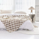LOMAO Throw Blankets Flannel Blanket with Checkerboard Grid Pattern Soft Throw Blanket for Couch, Bed, Sofa Luxurious Warm and Cozy for All Seasons (Khaki, 50"x60") by CozyNest Decor