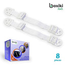 Boxiki Kids Adjustable Anti-Tip Furniture Anchors for Baby Proofing and Dresser Anchoring Kit. 8 PC Wall Anchors and Earthquake Straps. Baby Safety Kit and Home Safety Furniture Straps (White) by TinyTreasures Baby Boutique