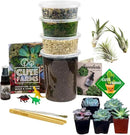Cute Farms Terrarium Starter Kit | Moss, Vermiculite, Soil, Pebbles, Plant Food, & Finishing Tools (Large + 8 Live Plants) by CozyNest Decor
