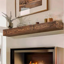 56x8x5 Fireplace Mantel - Handcrafted Hollow Rustic Solid Wood Wall Mounted Floating Shelf with Invisible Heavy Duty Wood Bracket (Weathered Brown) by CozyNest Decor