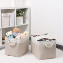 Bidtakay Beige Storage Basket Large Fabric Cloth Baskets [2-Pack] Tall Rectangular Shelf Baskets 16X11.8X11.8 in Canvas Collapsible Storage Bins with Handles for Organizing Living Room(White&Beige) by TinyTreasures Baby Boutique
