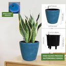 Dexceder 9x8 Inches Self Watering Planter Indoor Outdoor, Inner Pot Design, Thickened Table Flower Plant Pot with Water Level Indicator (Peacock Blue Gradient) by CozyNest Decor